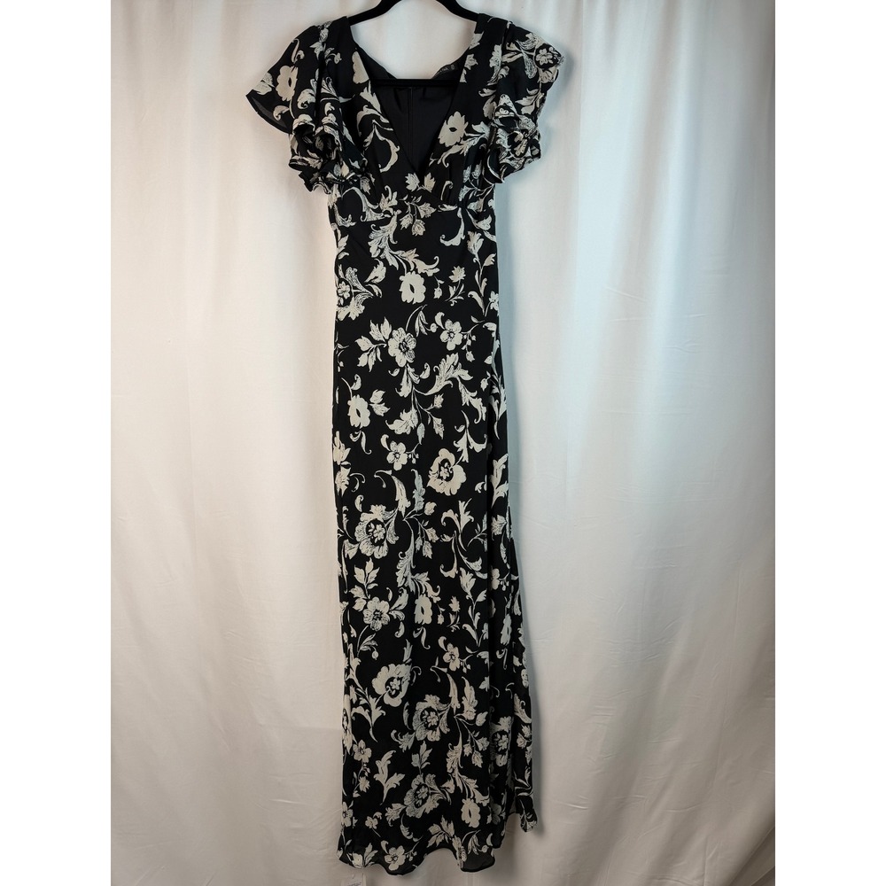 Abercrombie & Fitch Floral Maxi Dress‎ Flutter Sleeve Black XS NWT